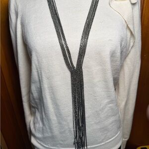 Black Rhinestone‎ Fringe Necklace